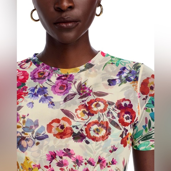 Johnny Was Evalon Floral Mesh Short-Sleeve Top 🌸 Size XS 🌷 Like New! - Picture 4 of 9